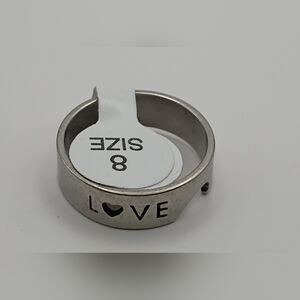 Stainless Steel Alloy Silver Love Engraved Band Ring Size 8 U.S Size 4.5